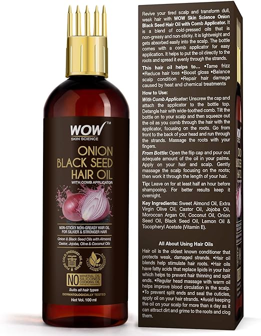 WOW Skin Science Onion Oil - Black Seed Hair With Comb Applicator Controls Fall