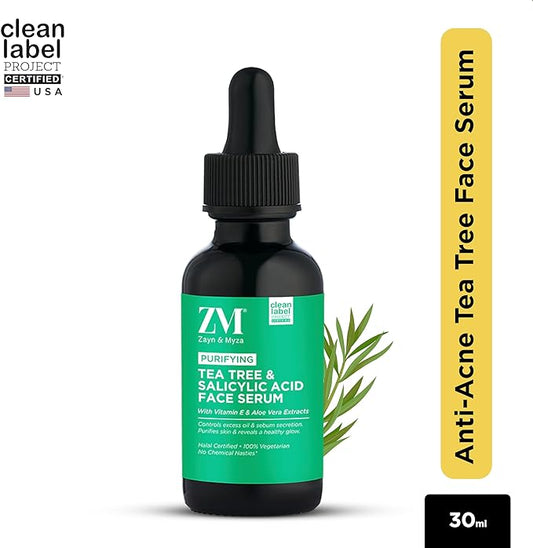 ZM Zayn & Myza Tea Tree Salicylic Acid Face Serum I Helps Reduce Acne Scars Blemishes to Reveal Healthy Glowing Skin For Oily - 30 ml