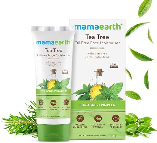 Mamaearth Tea Tree Oil-Free Moisturizer For Face For Oily Skin with Tea Tree & Salicylic Acid for Acne & Pimples – 80 ml