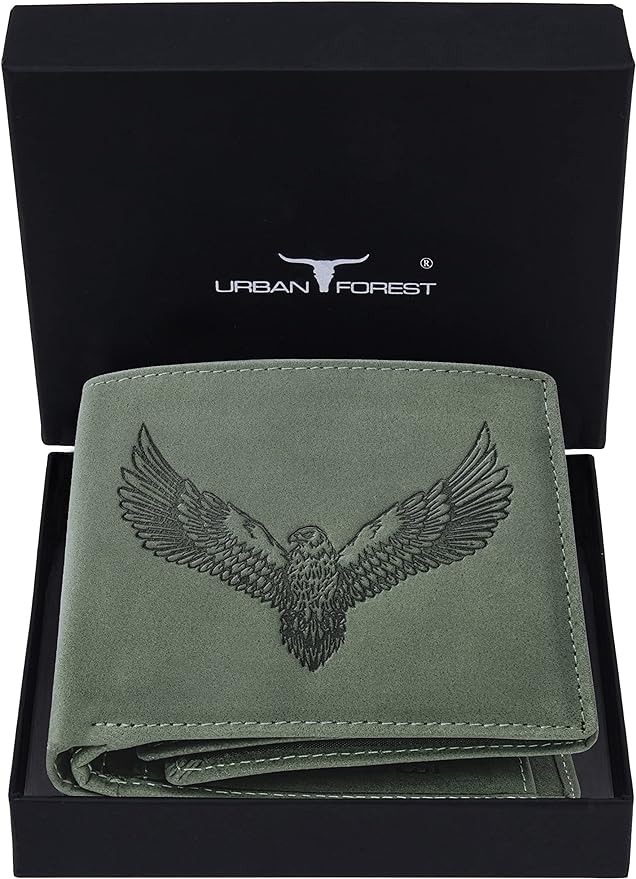 URBAN FOREST Zeus Vintage Green Leather Wallet for Men, Vintage Green, Two Fold Wallet