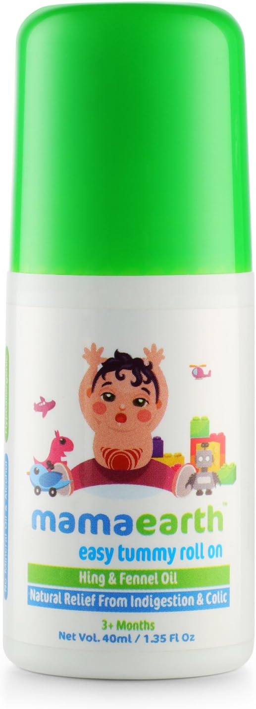 Mamaearth Easy Tummy Roll On for Colic & Gas Relief with Hing & Fennel Oil Contain Glycerin | Shea Butter | Aloe Vera | Almond Oil 40ml (For external use)