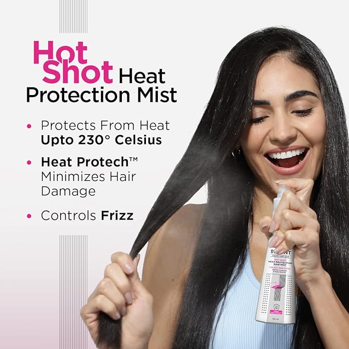 BBLUNT Hot Shot - Heat Protection Hair Mist - 150ml, No Sulphate, No Paraben, No SLS, With Grapeseed Oil & Provitamin B5