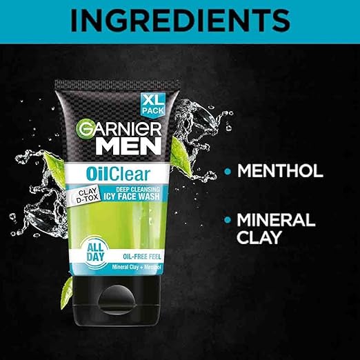 Garnier Oil Clear Facewash - Oil Control Deep Cleansing Facewash For Men, 150gm (Pack of 2)