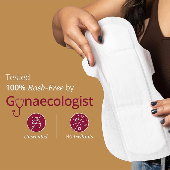 Carmesi Sanitary Pads Rash-Free Organic Large - 100% Certified By Gynecologist Natural Plant Based Top Sheet No Fragrance, No Chlorine - With Disposal Bags (Pack Of 30 Pads)