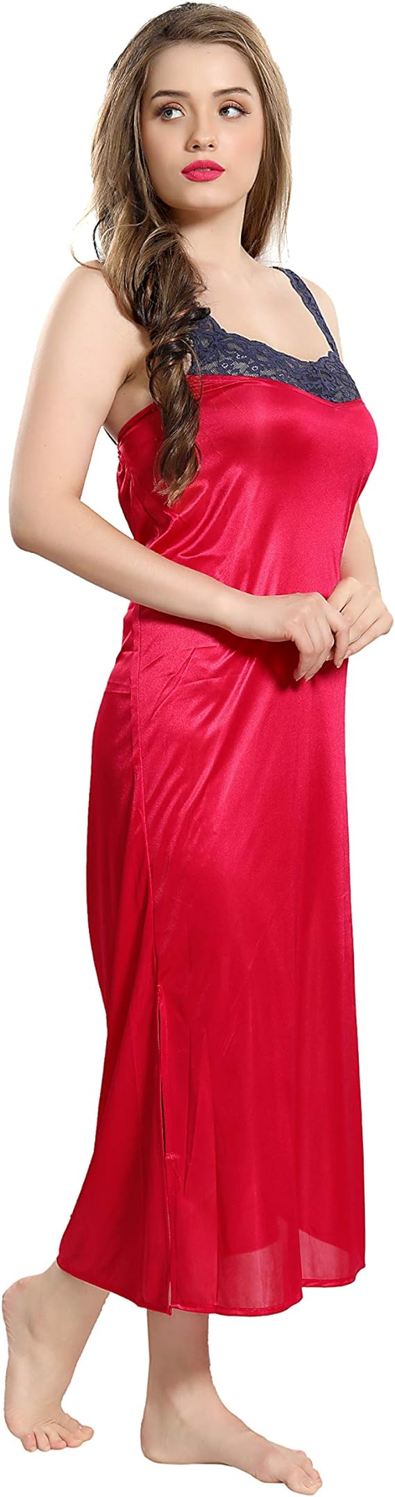 AV2 Women's Satin Solid Maxi Nighty