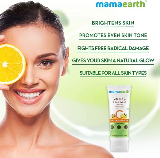 Mamaearth Vitamin C Face Wash with Vitamin C and Turmeric for Illumination Best For Dry | Oily | Sensitive | Normal Skin (100 ml)