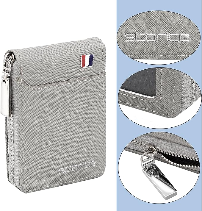 Storite Grey Leather Unisex Card Holder