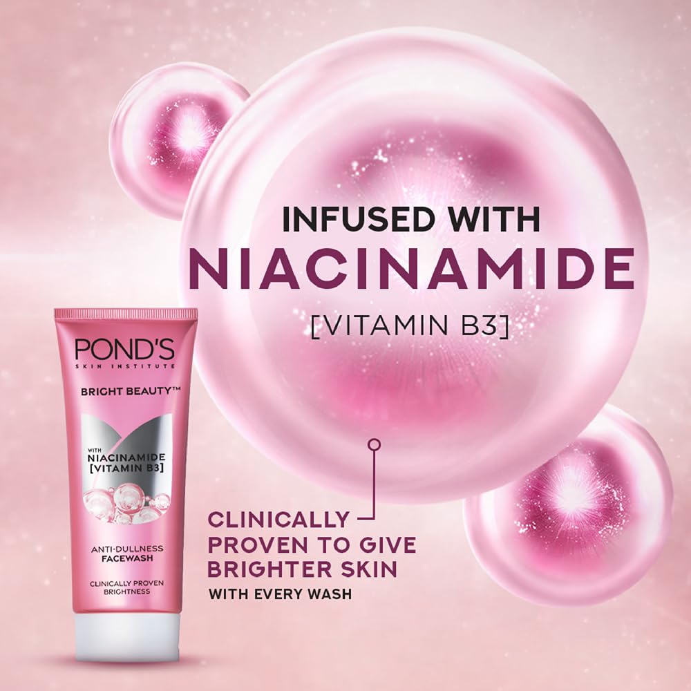 POND'S Bright Beauty Spot-less Glow Face Wash With Vitamins Removes Dead Skin Cells & Dark Spots Double Brightness Action - 200g