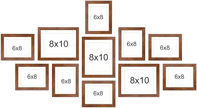 Art Street Picture Frame Set of 11, Brown Photo Frame , Family Picture Frame Collage for Wall Decoration-Mix Size- 8x10 , 6x8 Inches