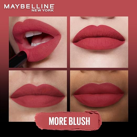 Maybelline New York Lipstick, Matte Finish, Bold Colour, Enriched With Jojoba Oil, Color Sensational Ultimattes, 499 More Blush, 1.7g