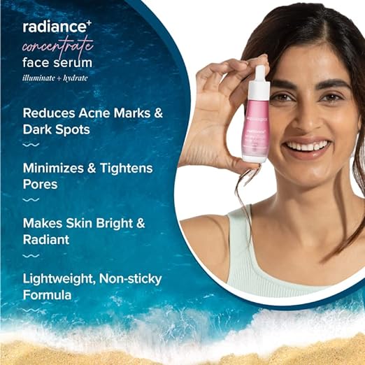 Aqualogica Radiance+ Concentrate Niacinamide Face Serum with Watermelon for Men and Women Radiant Look -For Glowing, Oily and Dry Skin -30ml