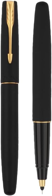 Parker Frontier Gold Trim Roller Ball Pen with Free Card Holder (Matte Black)