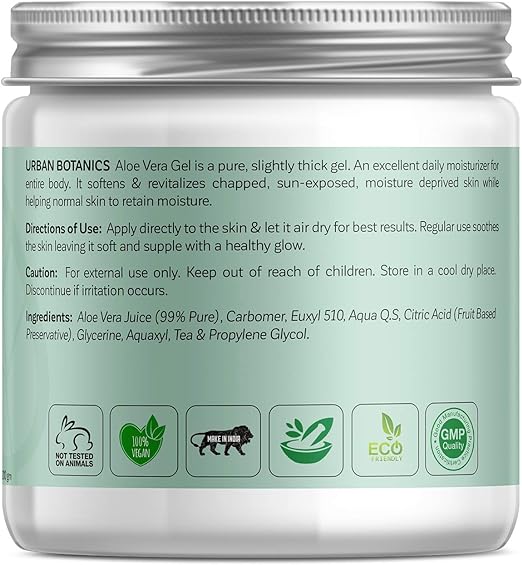 UrbanBotanics Urbanbotanics® Pure Aloe Vera Skin/Hair Gel With Vitamin E & Natural Emollients