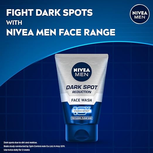 NIVEA Men Face Wash, Dark Spot Reduction, for Clean & Clear Skin with 10x Vitamin C Effect, 100 g