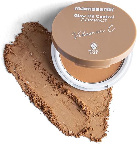 Mamaearth Glow Oil Control Compact Powder SPF 30 with Vitamin C & Turmeric for 2X Instant Glow - 9 g (Almond Glow)