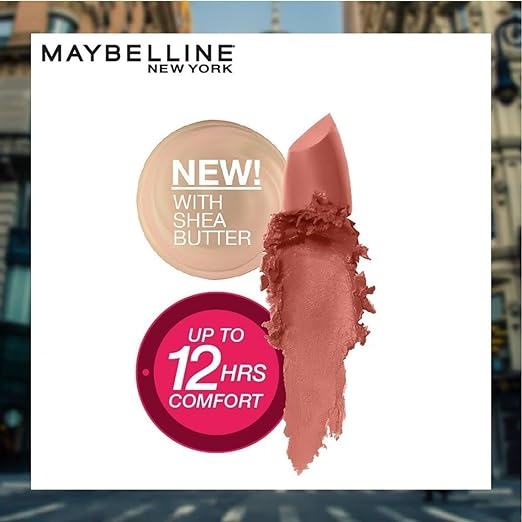 Maybelline Color Sensational Lipstick, Lip Makeup, Matte Finish, Hydrating Lipstick, Nude, Pink, Red, Plum Lip Color, Clay Crush, 0.15 oz