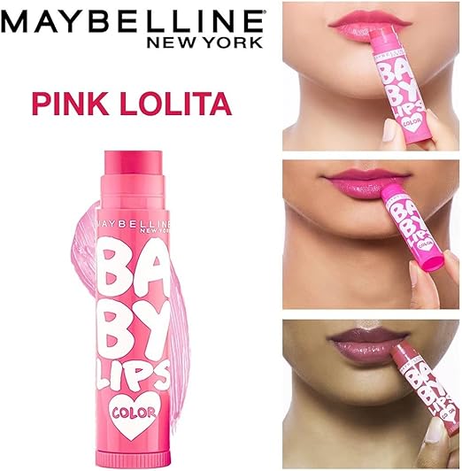 Maybelline New York Baby Lips Lip Balm, Pink Lolita, 4g