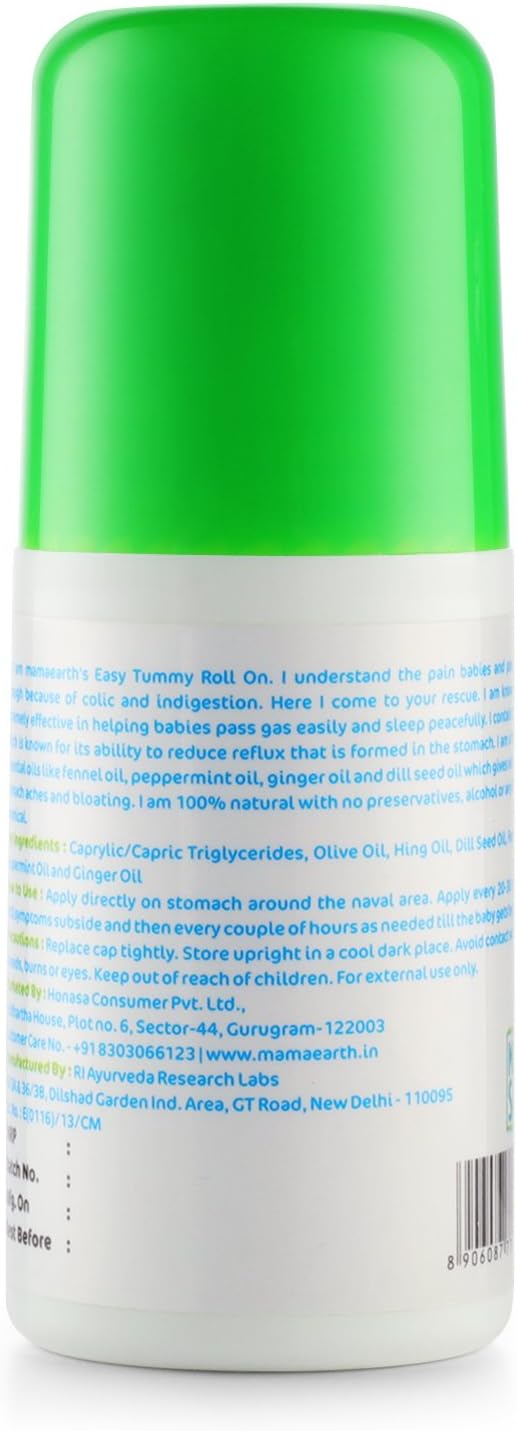 Mamaearth Easy Tummy Roll On for Colic & Gas Relief with Hing & Fennel Oil Contain Glycerin | Shea Butter | Aloe Vera | Almond Oil 40ml (For external use)