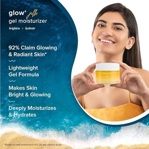 Aqualogica Glow+ Jello Moisturiser with Vitamin C & Papaya for Illuminating Moisturization & Skin Hydration, Non Sticky, 50g