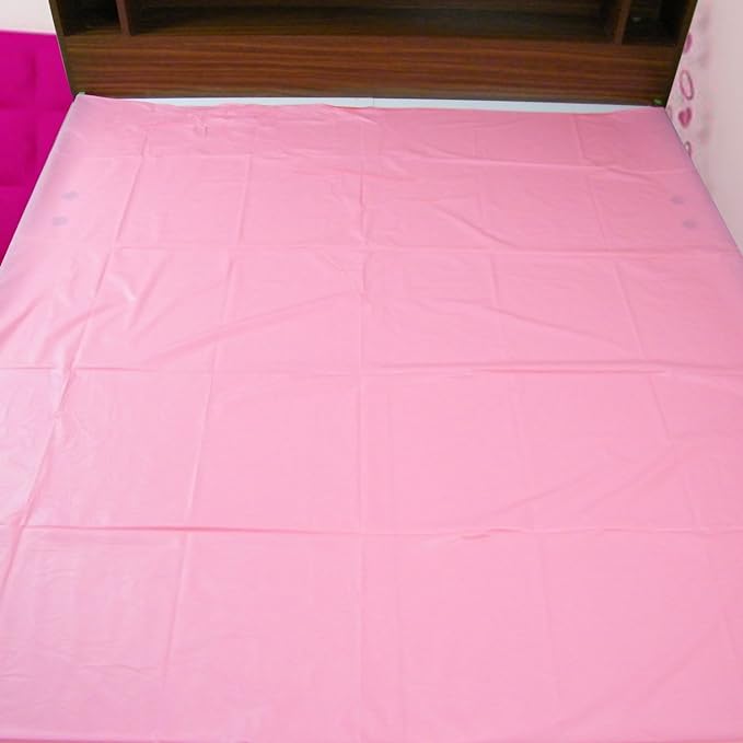 DOLPHERS Waterproof Plastic Mattress Protection Sheet for Baby and Adult (7.5 x 6.5ft, Pink)