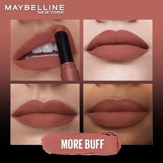 Maybelline New York Lipstick, Matte Finish, Bold Colour, Enriched With Jojoba Oil, Color Sensational Ultimattes, 699 More Buff, 1.7 g