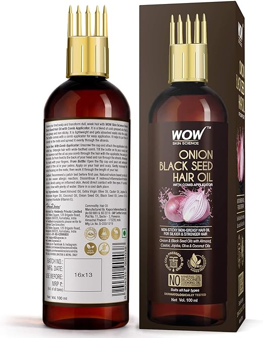 WOW Skin Science Onion Oil - Black Seed Hair With Comb Applicator Controls Fall