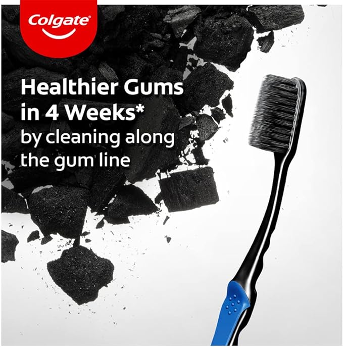 Colgate Slim Soft Charcoal Toothbrush 17x Slimmer Soft Tip Bristles (Buy 2 Get 2)