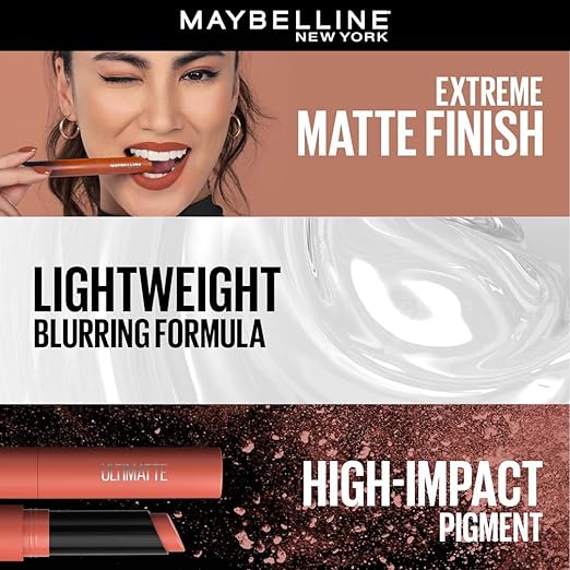 Maybelline New York Lipstick, Matte Finish, Bold Colour, Enriched With Jojoba Oil, Color Sensational Ultimattes, 799 More Taupe, 1.7 g