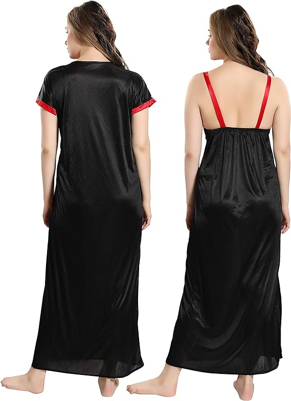 AV2 Women's Satin Solid Maxi Nighty