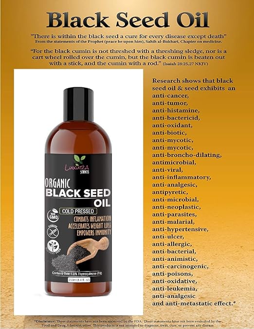 Luxura Sciences Natural Cold Pressed Kalonji Seed Hair Oil - 250ml (Black)