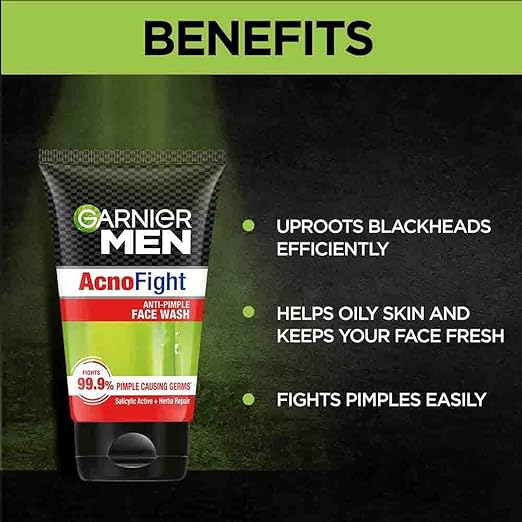 Garnier Men Acno Fight Anti-Pimple Facewash, 100gm