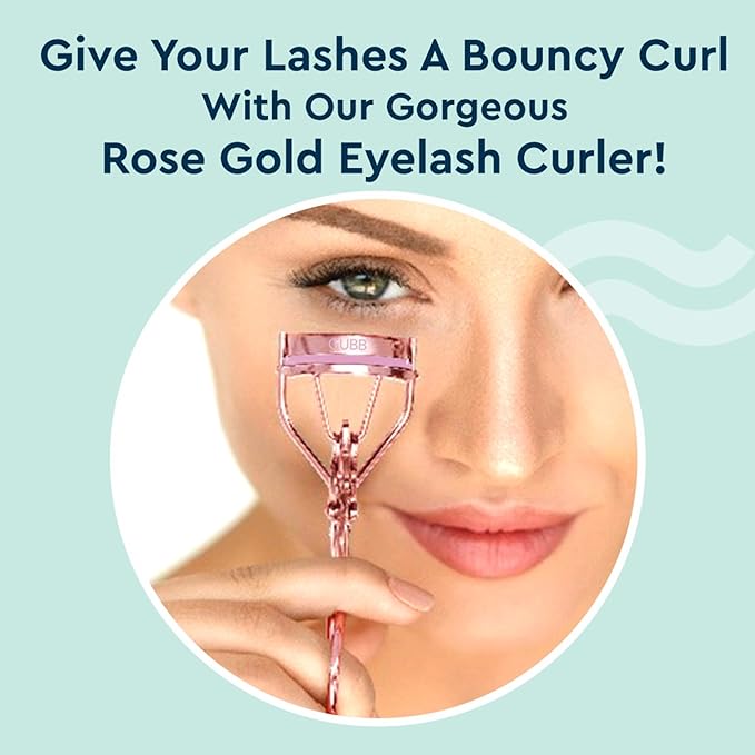 GUBB Eyelash Curler For Women - Suitable for All Eye Shapes | Offers Perfect Curls | Elegant Design for better hold | Eye Makeup Tool Comes with Stainless Steel Body & Silicon Cushion Base - Rose Gold