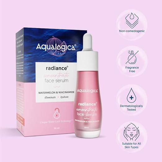 Aqualogica Radiance+ Concentrate Niacinamide Face Serum with Watermelon for Men and Women Radiant Look -For Glowing, Oily and Dry Skin -30ml