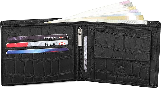 WildHorn Carter Leather Wallet for Men (Black Croco)