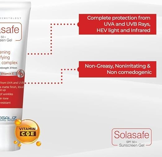 REGALIZ Solasafe SPF 50+ Silicone Sunscreen, Skin Brightening And Age Defying Antioxidant Complex - 50g