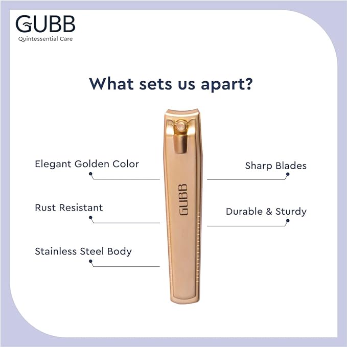 GUBB Nail Clipper For Men & Women - Fits naturally, Cuts precisely - Gold