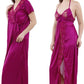 Romaisa Women's Satin Solid Maxi Length Nighty with Robe _Nightwear Set Pack of 2_Free Size