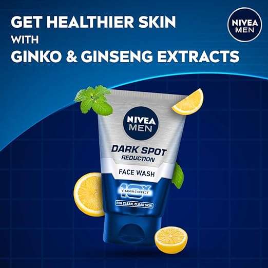 NIVEA Men Face Wash, Dark Spot Reduction, for Clean & Clear Skin with 10x Vitamin C Effect, 100 g