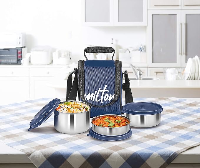 Milton Tasty 3 Stainless Steel Lunch Box, Blue