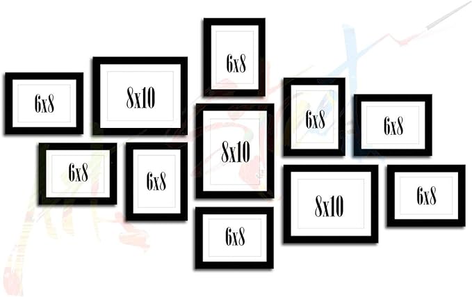 Art Street Boulevard Picture Frame Set of 11 Wall Hanging Frames Black (Picture Size 8x10 Inches- 3 pcs & 6x8-8 pcs)