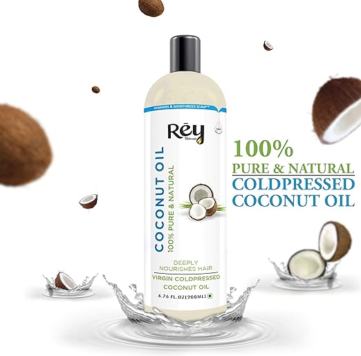 Rey Naturals Cold Pressed Coconut Oil For Hair and Skin - Pure & Natural, 200 ml