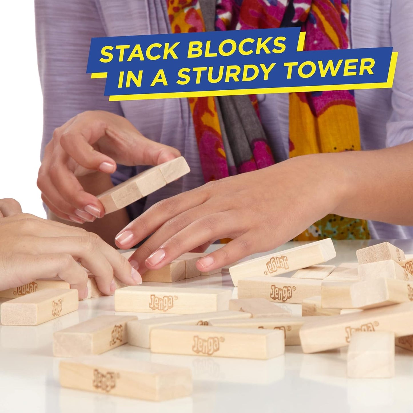 Hasbro Gaming - Classic Jenga Game, Genuine Hardwood Blocks, Jenga Stacking Tower Party Game For Family And Kids Ages 6+, Birthday Gift & Gift For All Ocasions