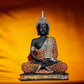 Global Grabbers Sitting Buddha Idol Statue Showpiece (Orange and Black)