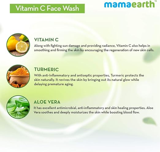 Mamaearth Vitamin C Face Wash with Vitamin C and Turmeric for Illumination Best For Dry | Oily | Sensitive | Normal Skin (100 ml)