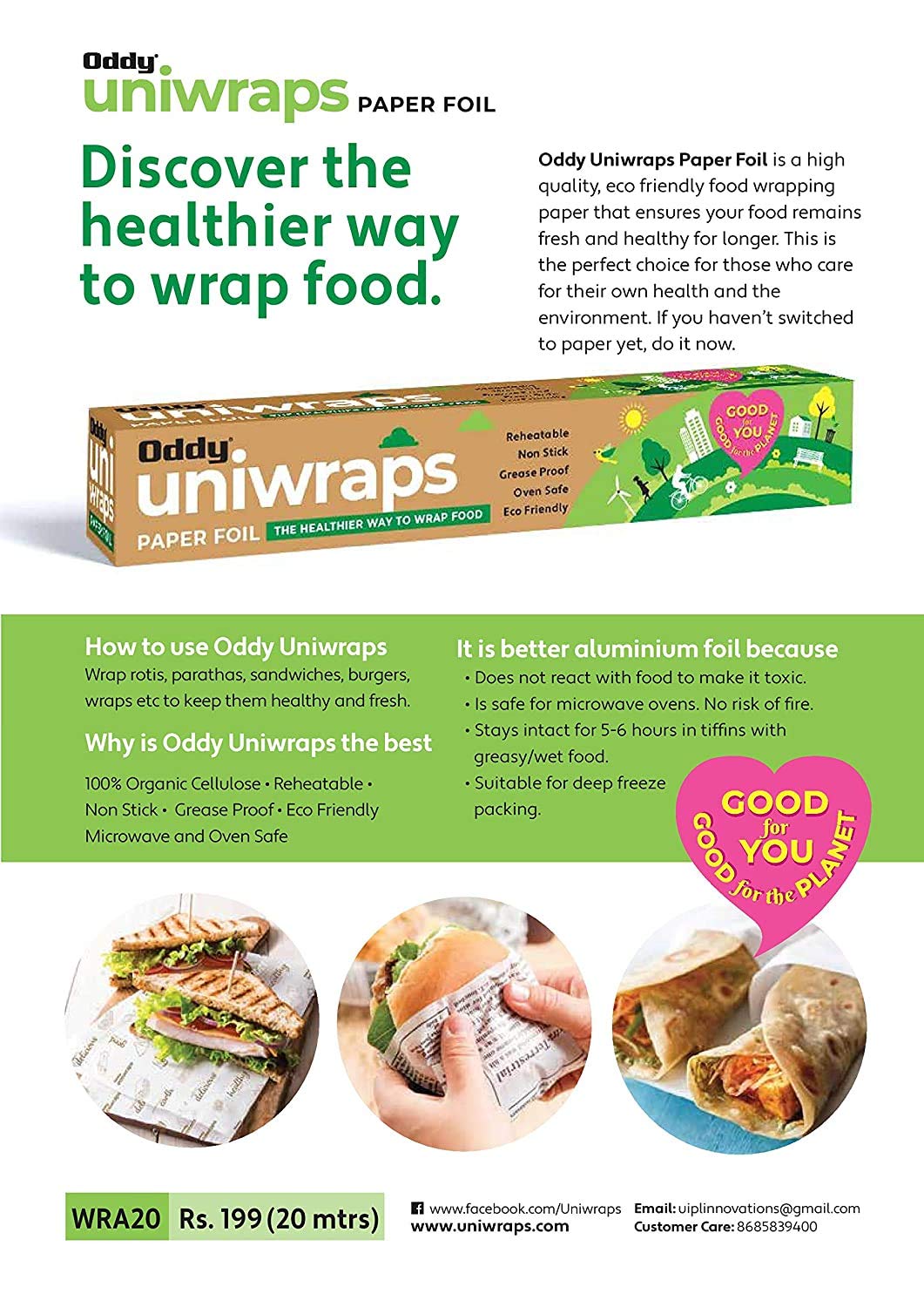 Oddy Uniwraps Food Wrapping Paper 20 Mtrs