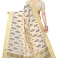 Yashika Womens Cotton Blend Saree With Blouse Piece, Free Size, Off-White