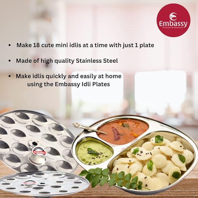 EMBASSY Stainless Steel Mini Idli Plate