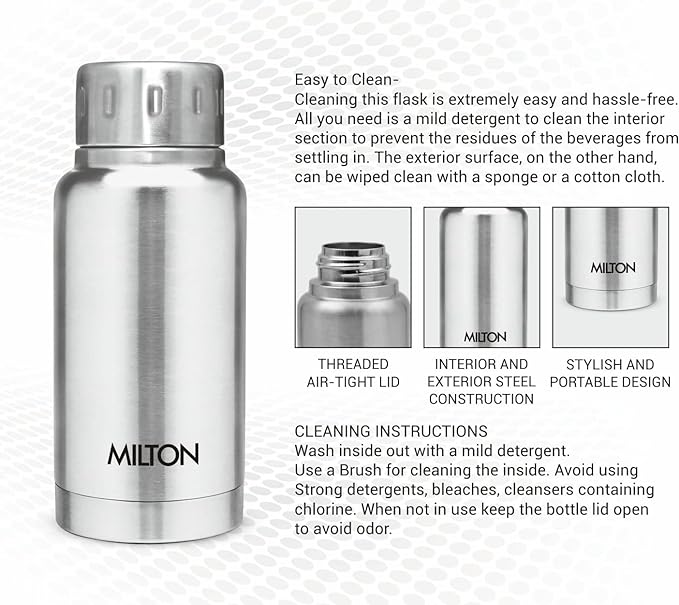 MILTON Elfin Thermosteel Hot and Cold Water Bottle,160ml, Silver