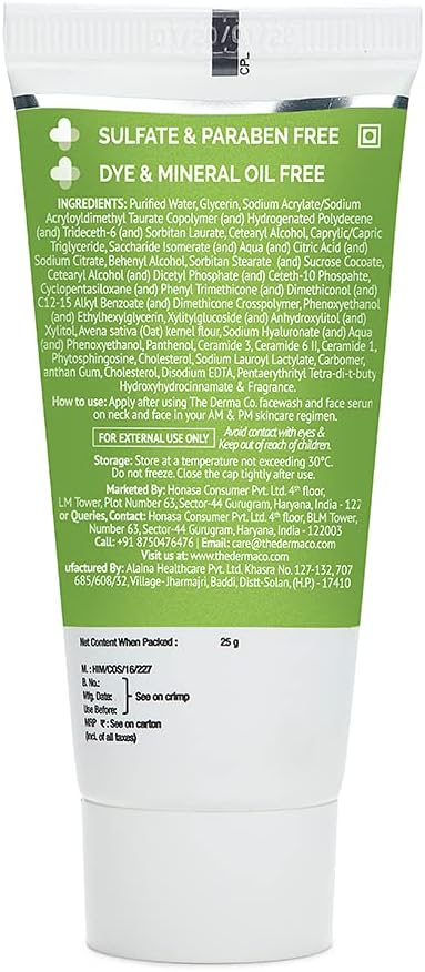 The Derma Co Ceramide + Ha Intense Face Moisturizer, Dry Skin Moisturiser - 25g