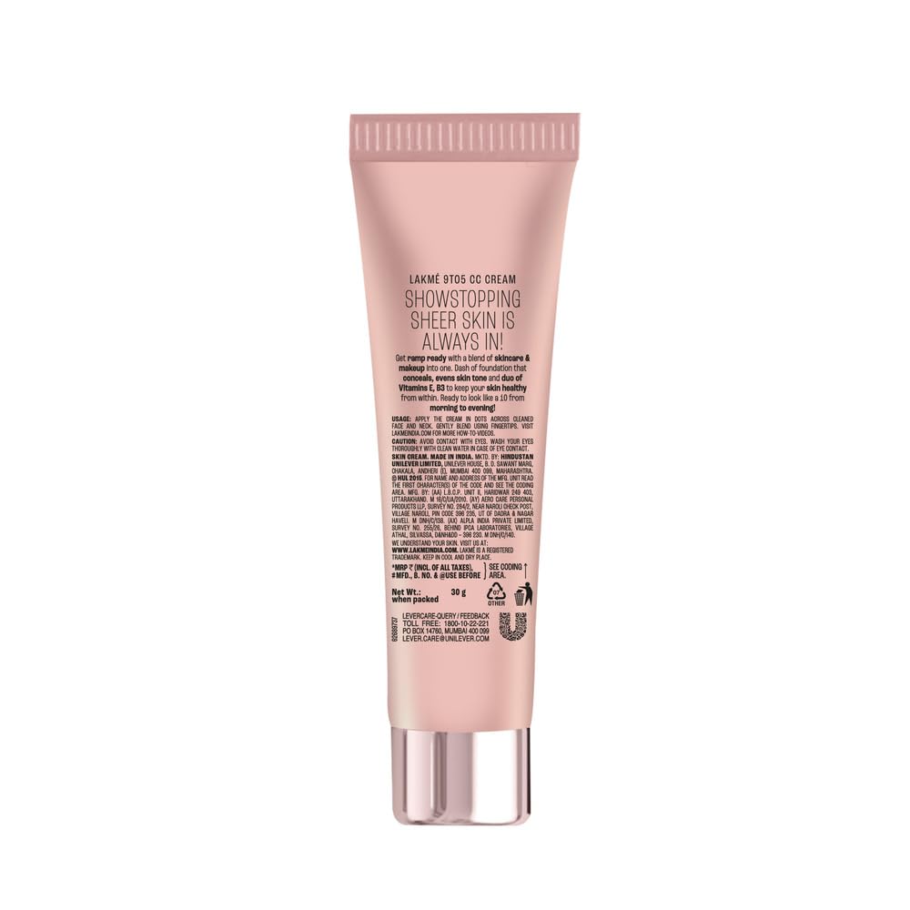 Lakme 9 to 5 Complexion Care CC Cream Honey, 30g